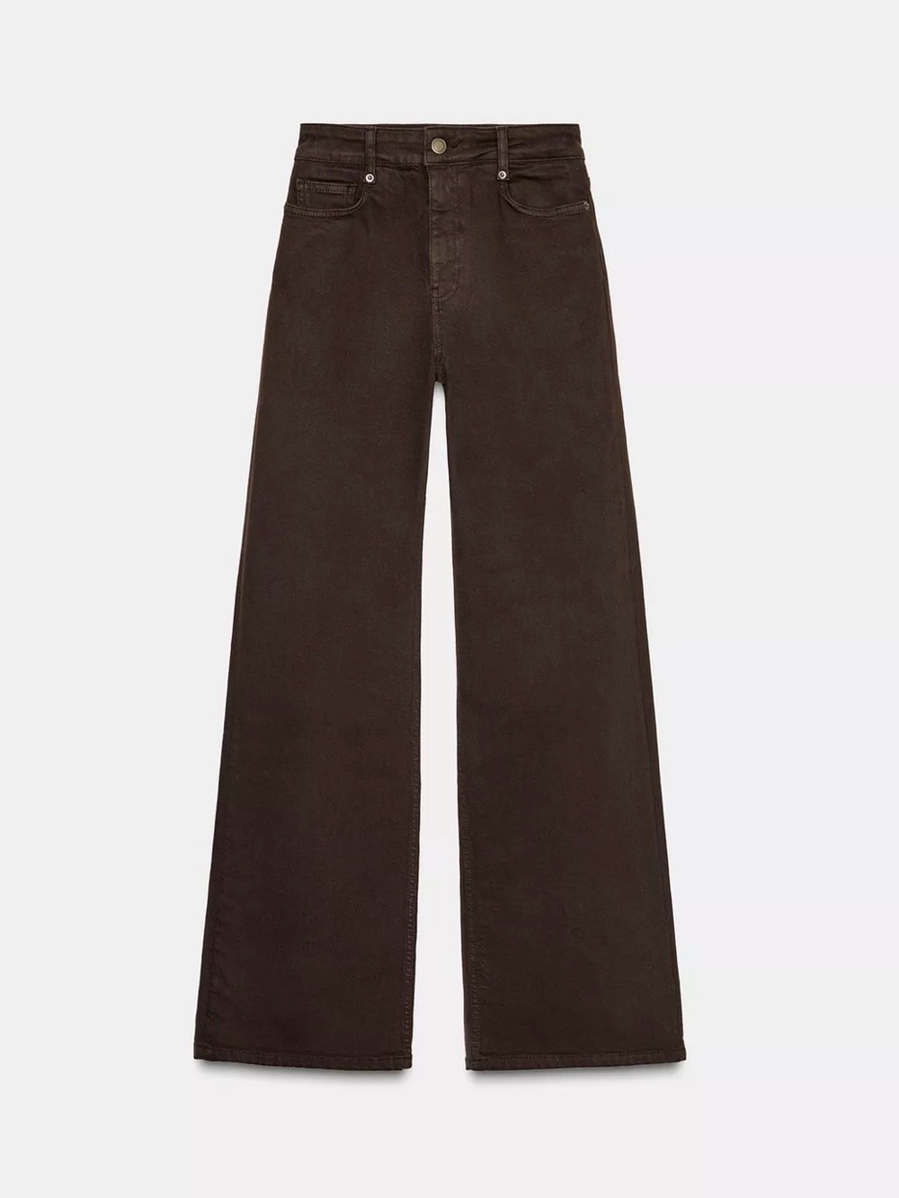 Zara Wide-Leg Flare Jeans in Dark Brown